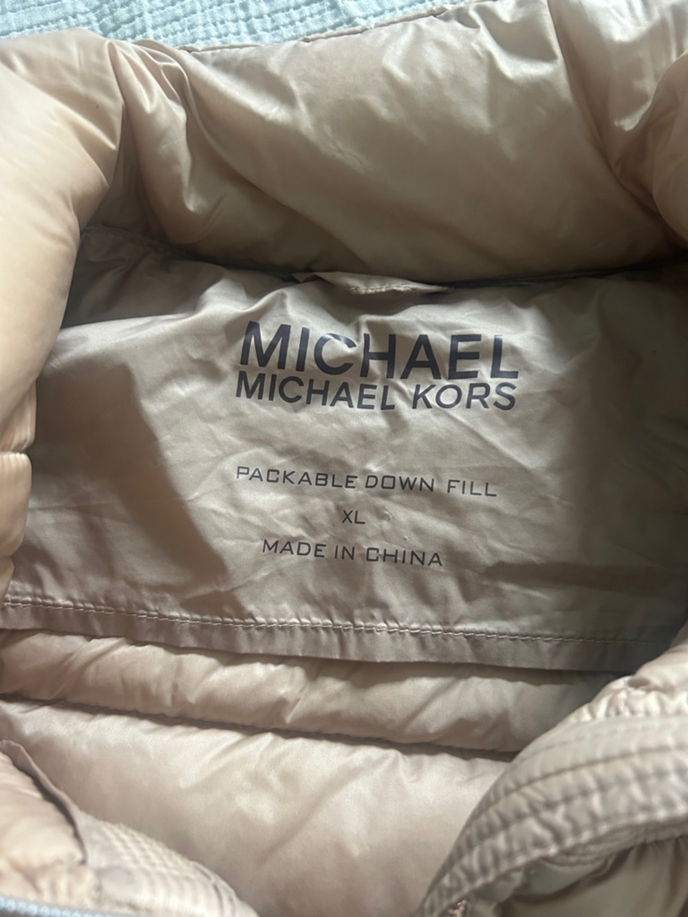 Michael Kors Lightweight Packable Puffer Jacket in Taupe